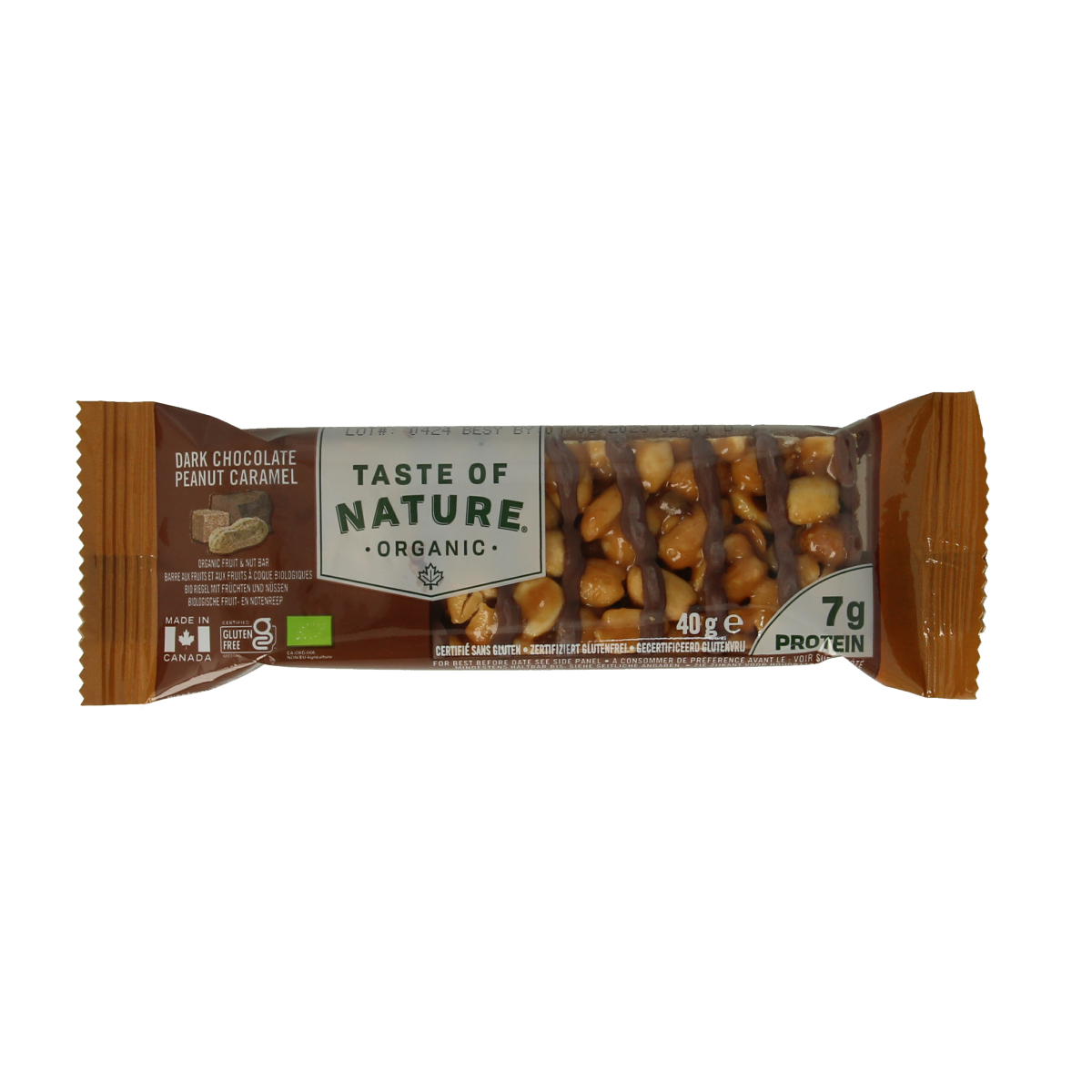 Taste Of Nature Dark chocolate peanut caramel 40 gram
