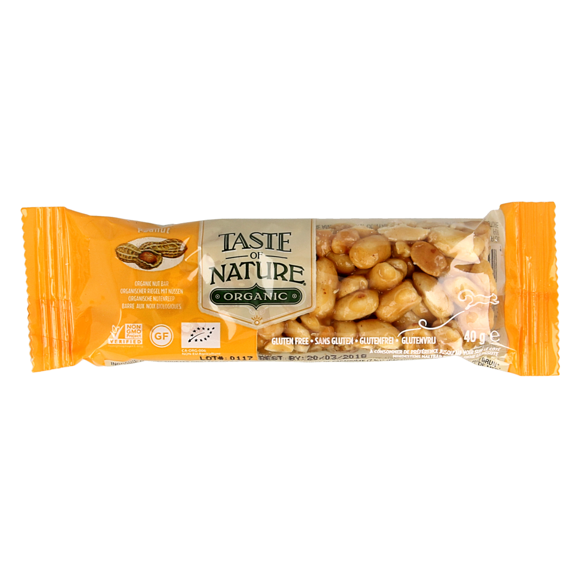 Taste Of Nature Peanut granenreep biologisch 40 gram