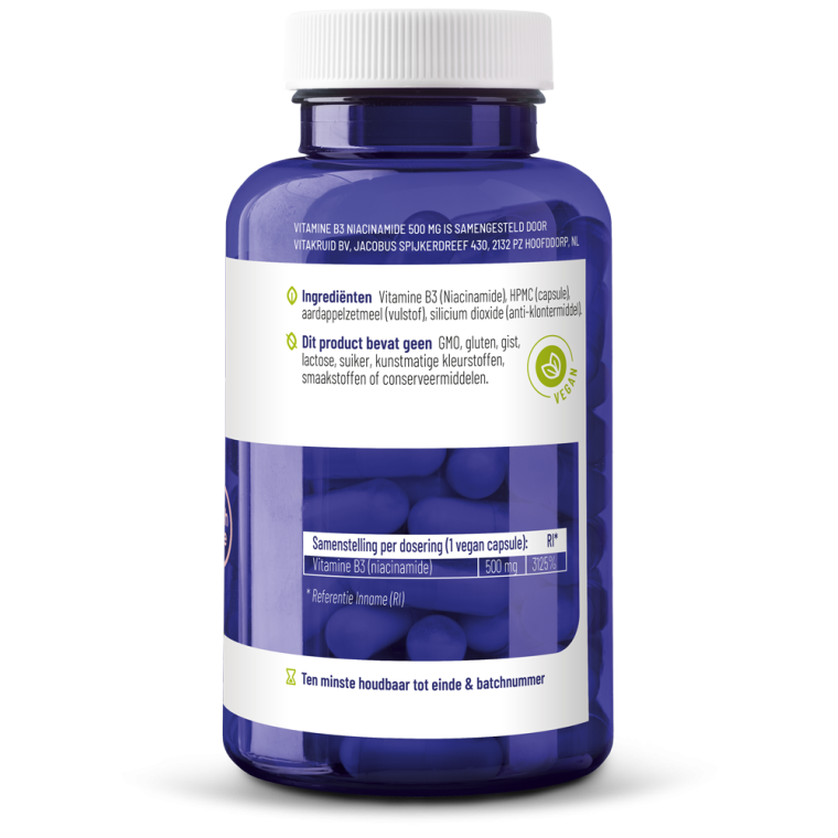 Vitakruid Vitamine B3 Niacinamide 500 mg 90 vcaps