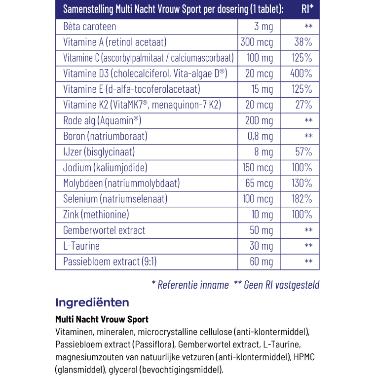 Vitakruid Multi dag & nacht vrouw sport