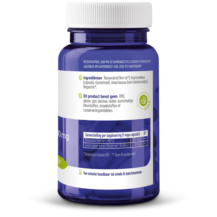 Vitakruid Resveratrol 200 mg met bioperine 60 vcaps