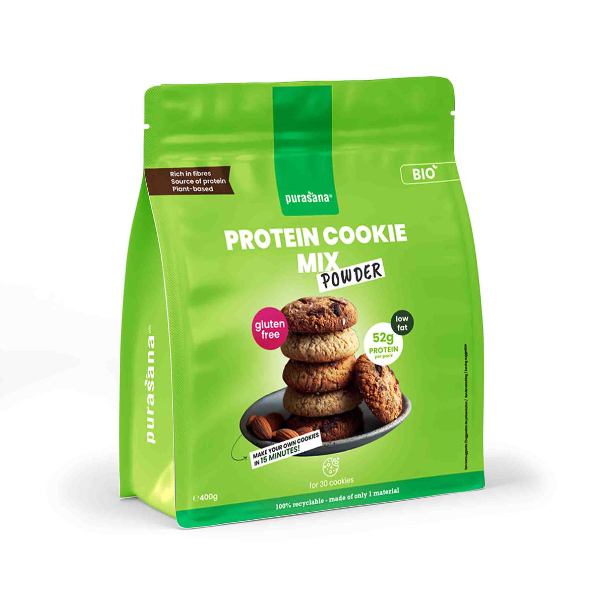 Purasana Glutenvrije protein cookie mix bio 400 gram