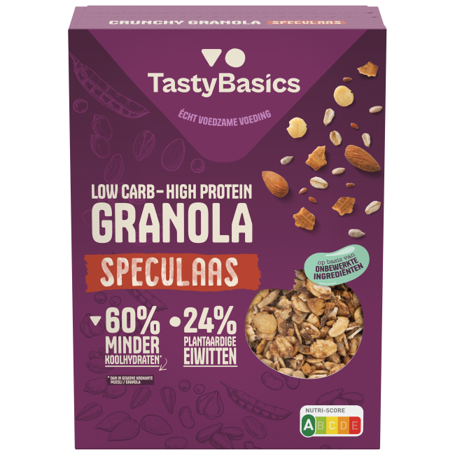 TastyBasics Low carb-high protein granola speculaas 6 stuks