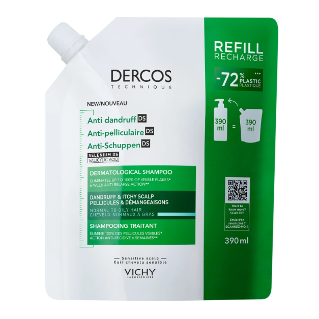 Vichy Dercos anti-roos shampoo normaal/vet haar navul 390 ml