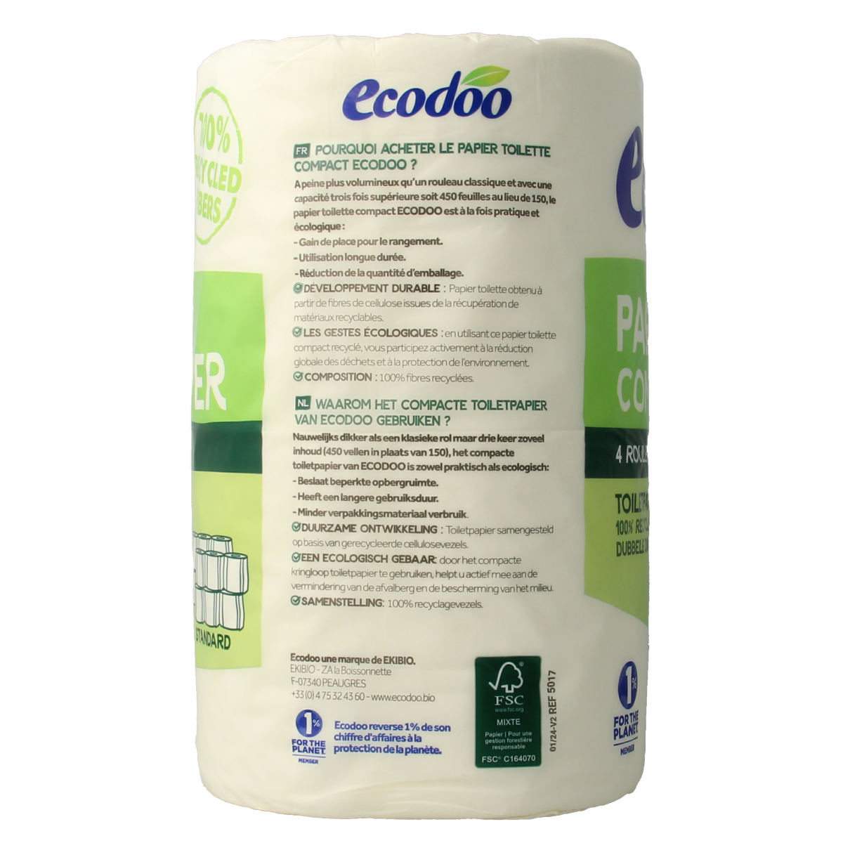 Ecodoo Toiletpapier compact ecologisch 4 stuks