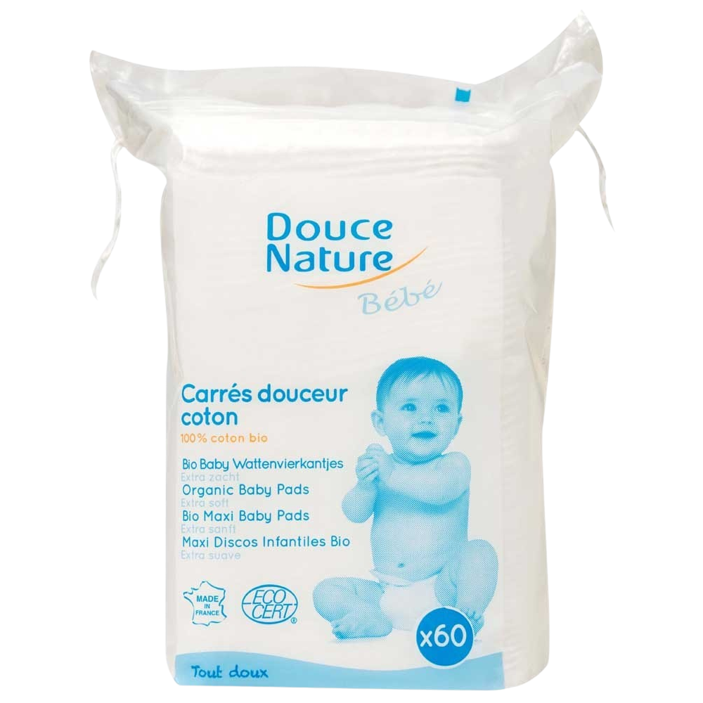 Douce Nature Baby wattenvierkantjes 60 stuks