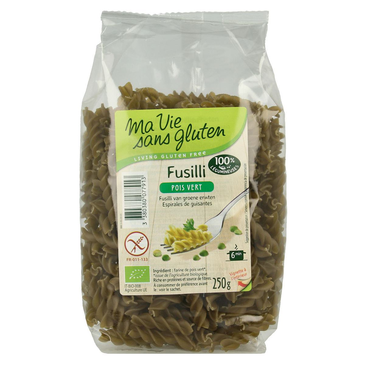 Ma Vie Sans Gluten Fusilli van groene erwten 250 gram
