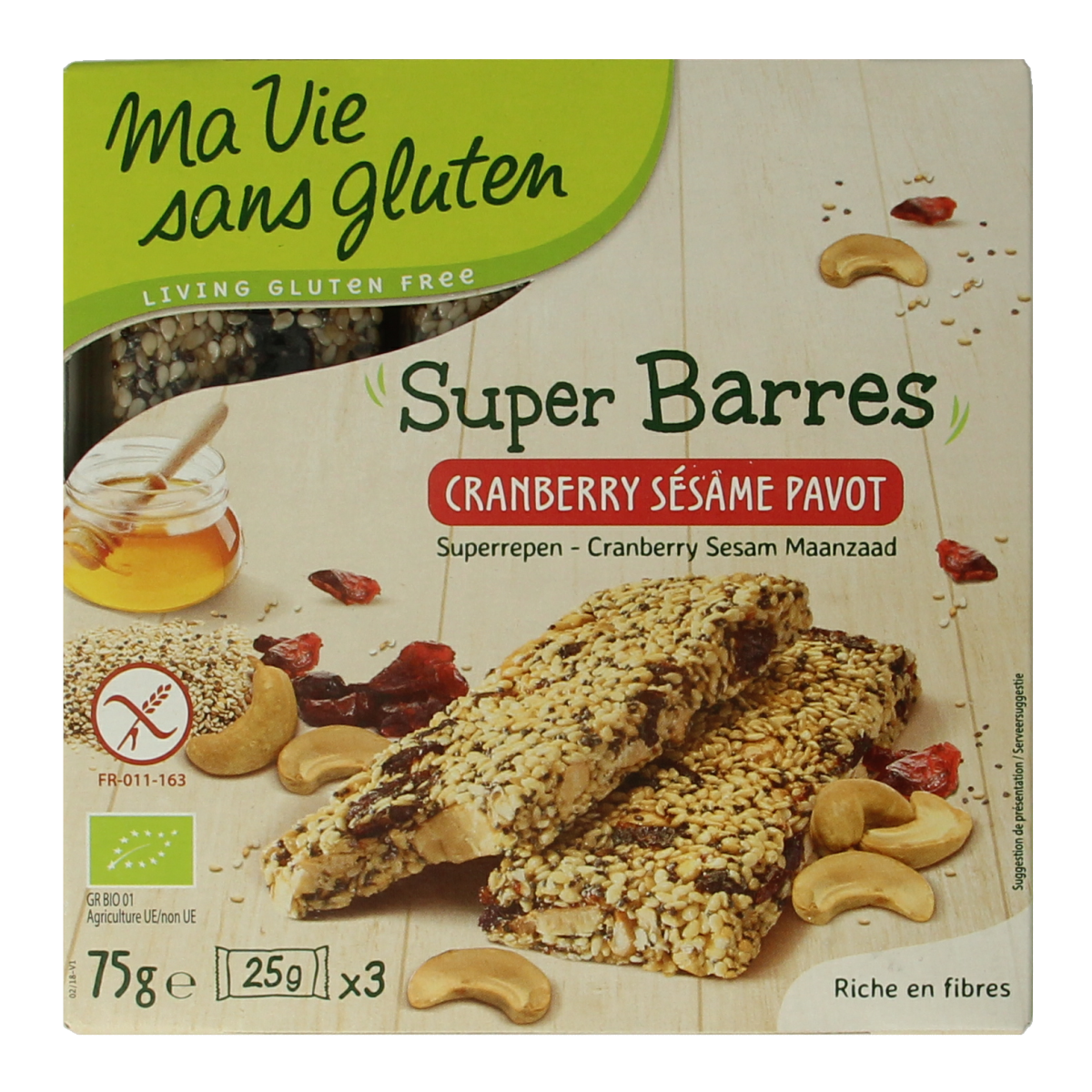 Ma Vie Sans Gluten Super repen sesam & cranberry 75 gram