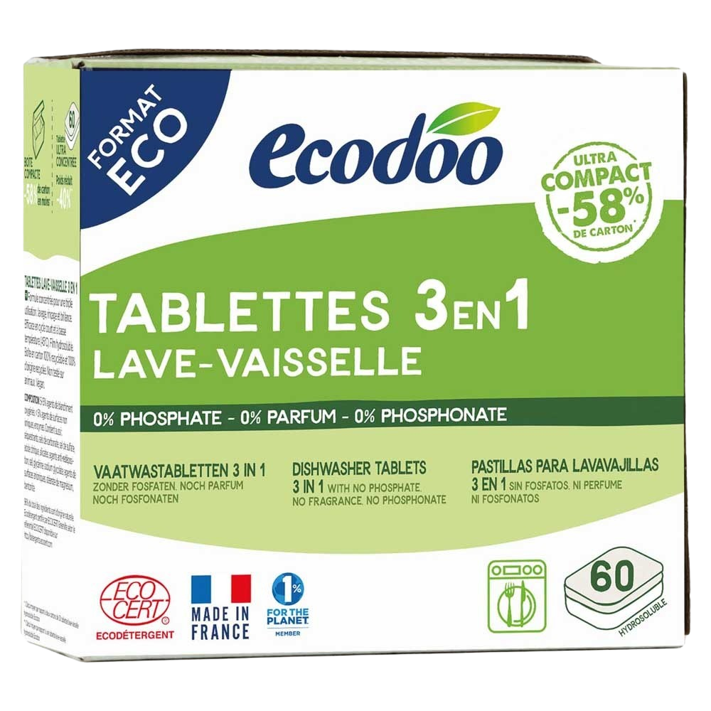 Ecodoo Vaatwas tabletten 3-in-1 geconcentreerd XL 60 stuks