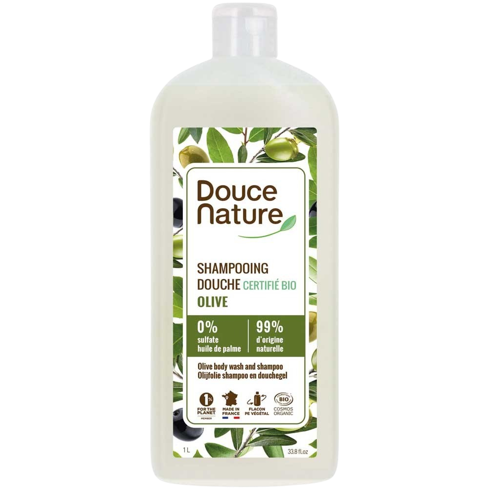 Douce Nature Douchegel & shampoo olijf biologisch 1 liter