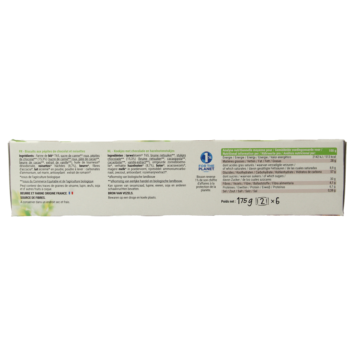 Bisson Choco hazelnoot cookies biologisch 175 gram