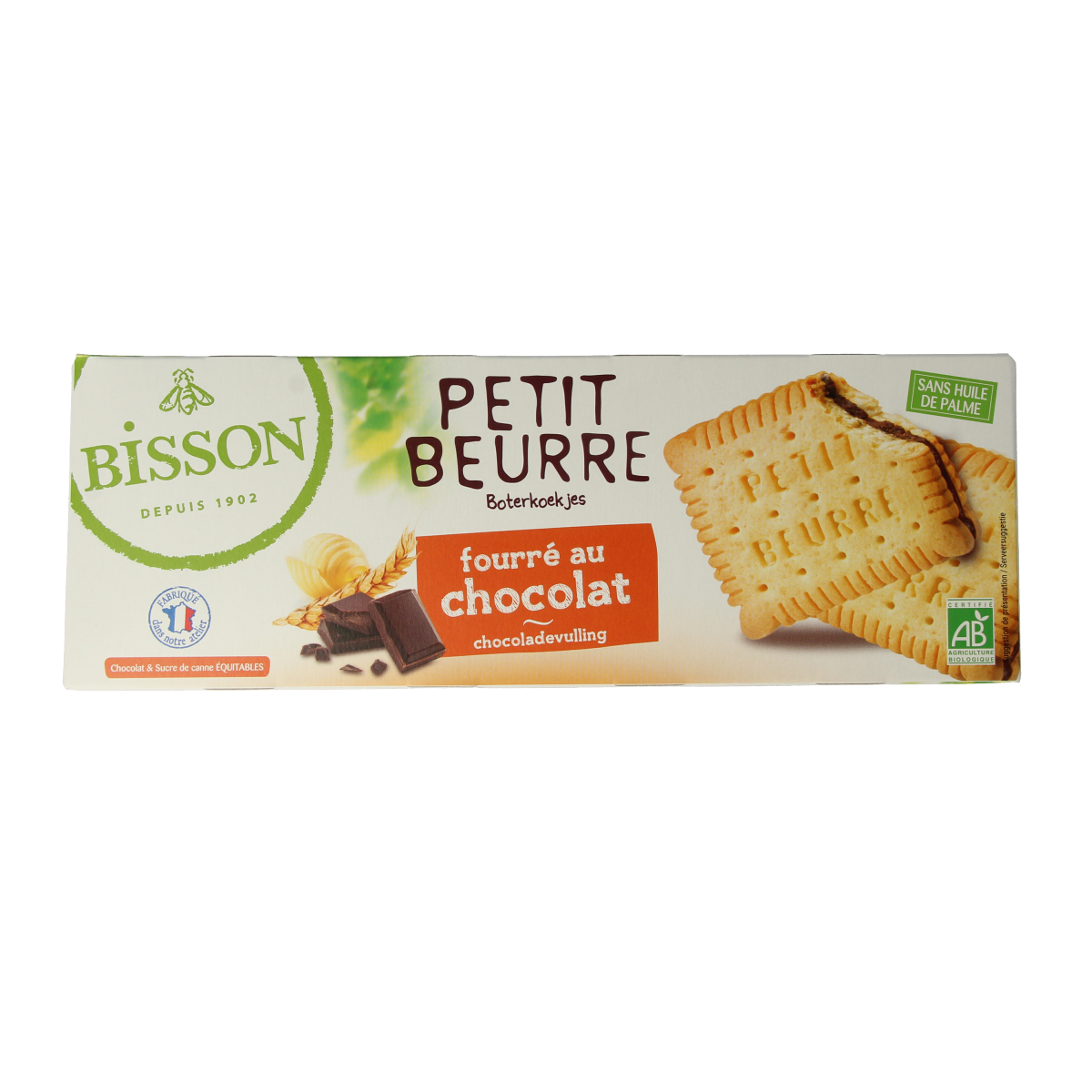 Bisson Petit buerre biscuit met chocolade biologisch 197 gram