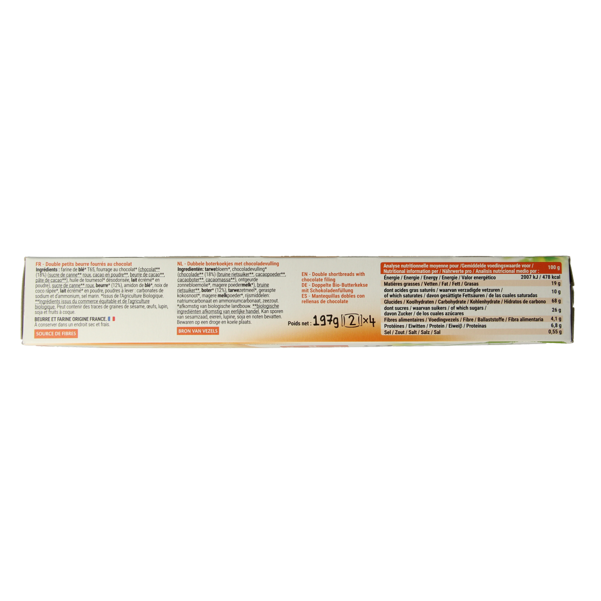 Bisson Petit buerre biscuit met chocolade biologisch 197 gram