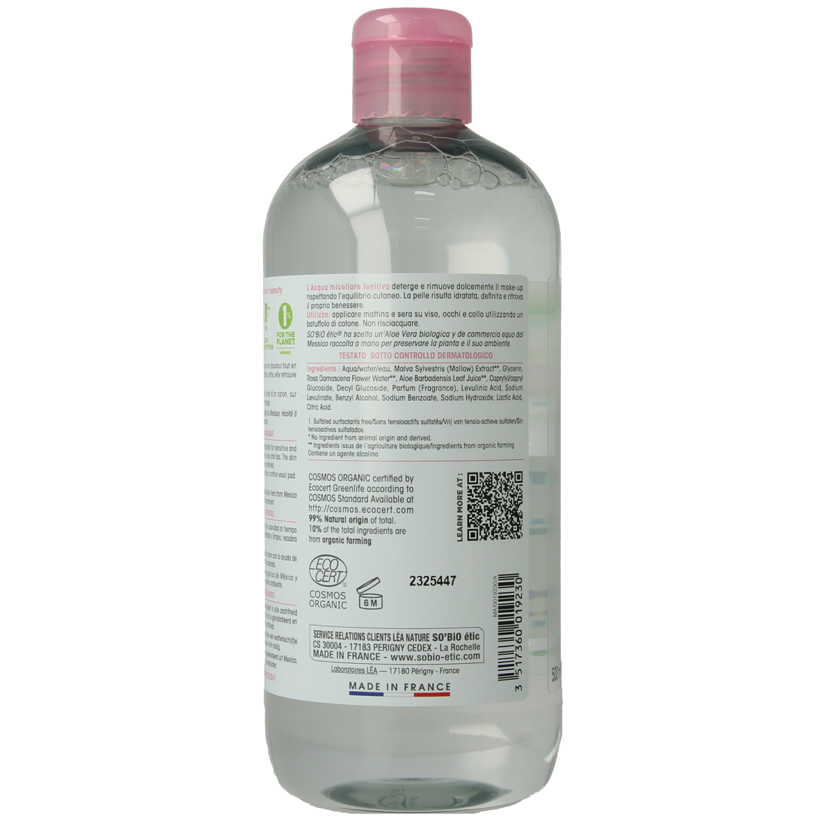 So Bio Etic Hydra aloe vera micellar water 500 ml