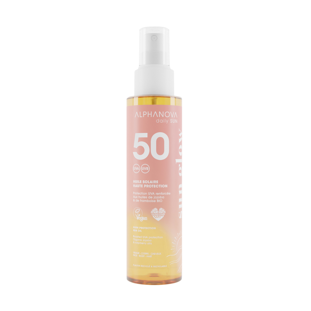Alphanova Protective sun oil sun glow SPF50 biologisch 125 ml