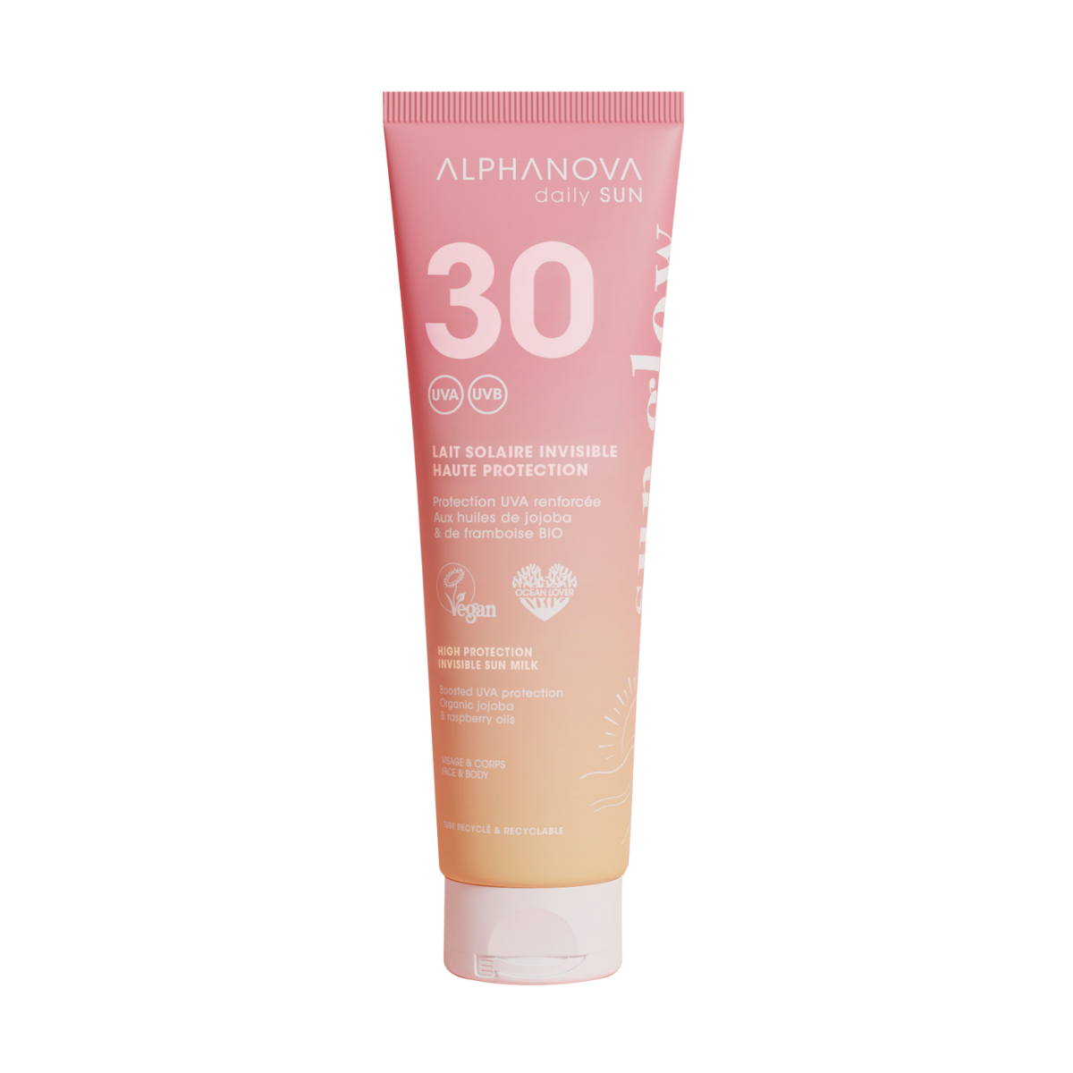 Alphanova Invisible sun milk sun glow SPF30 biologisch 150 ml