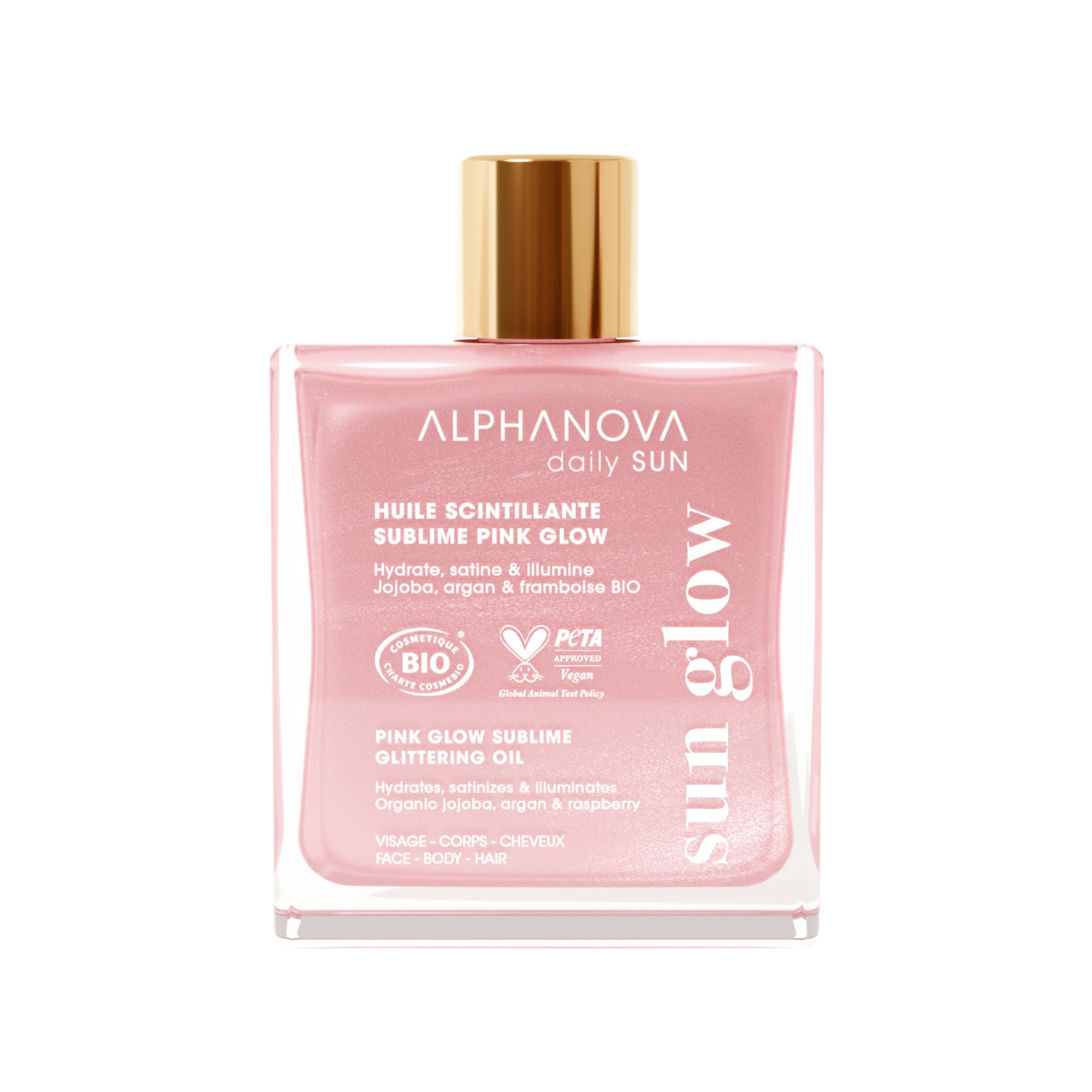 Alphanova Sublime glitter oil pink glow biologisch 50 ml