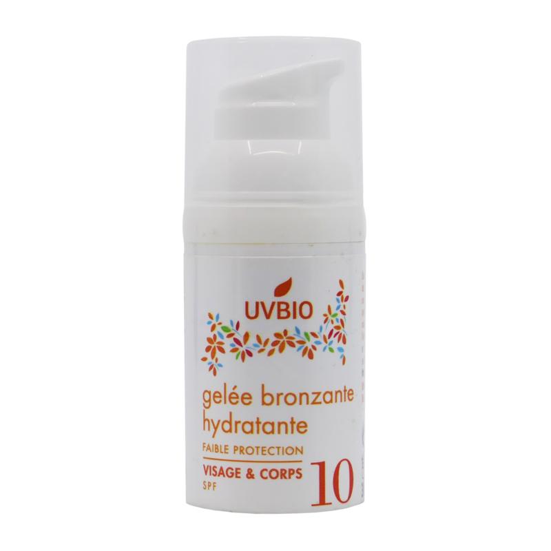 Uvbio Moisturizing tanning gel (body/face) SPF 10 biologisch 30 ml
