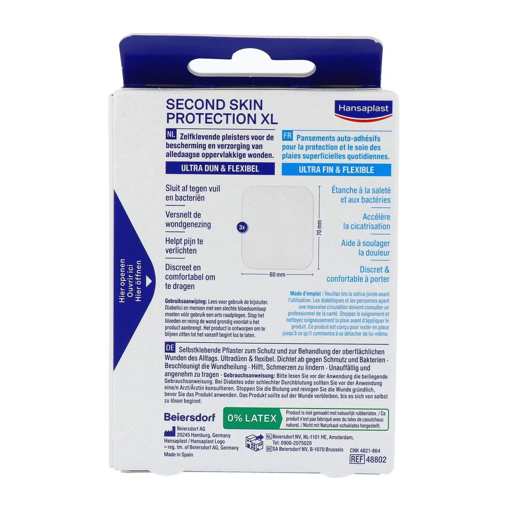 Hansaplast Second skin protection XL 3 stuks