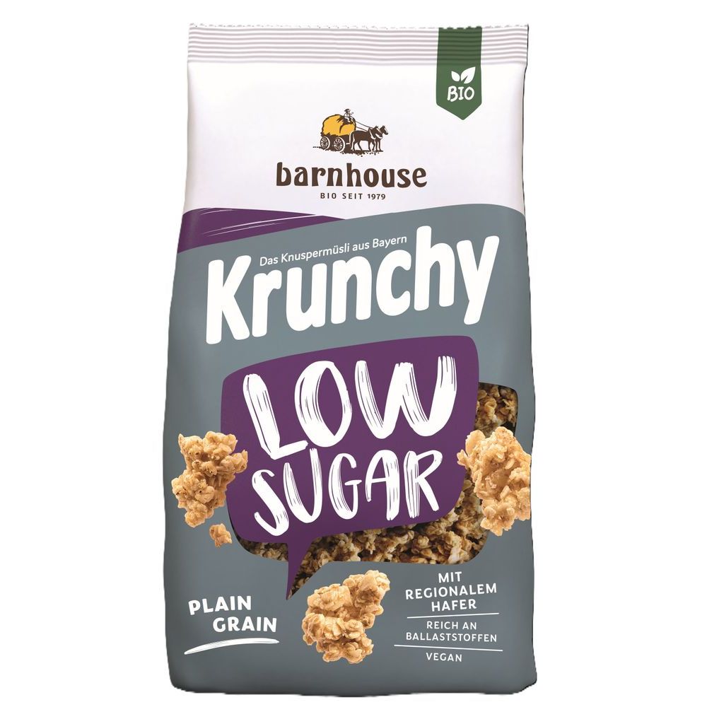 Barnhouse Krunchy Low Sugar Plain Grain Biologisch 375 gr