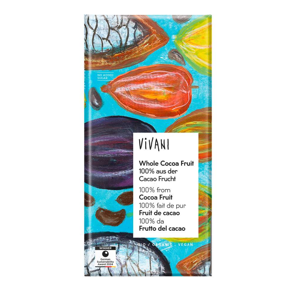 Vivani Chocolade puur whole cacao fruit bio 80 gram