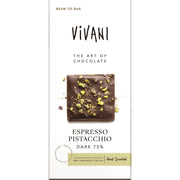 Vivani Chocolade puur 75% espresso pistacchio bio 80 gram