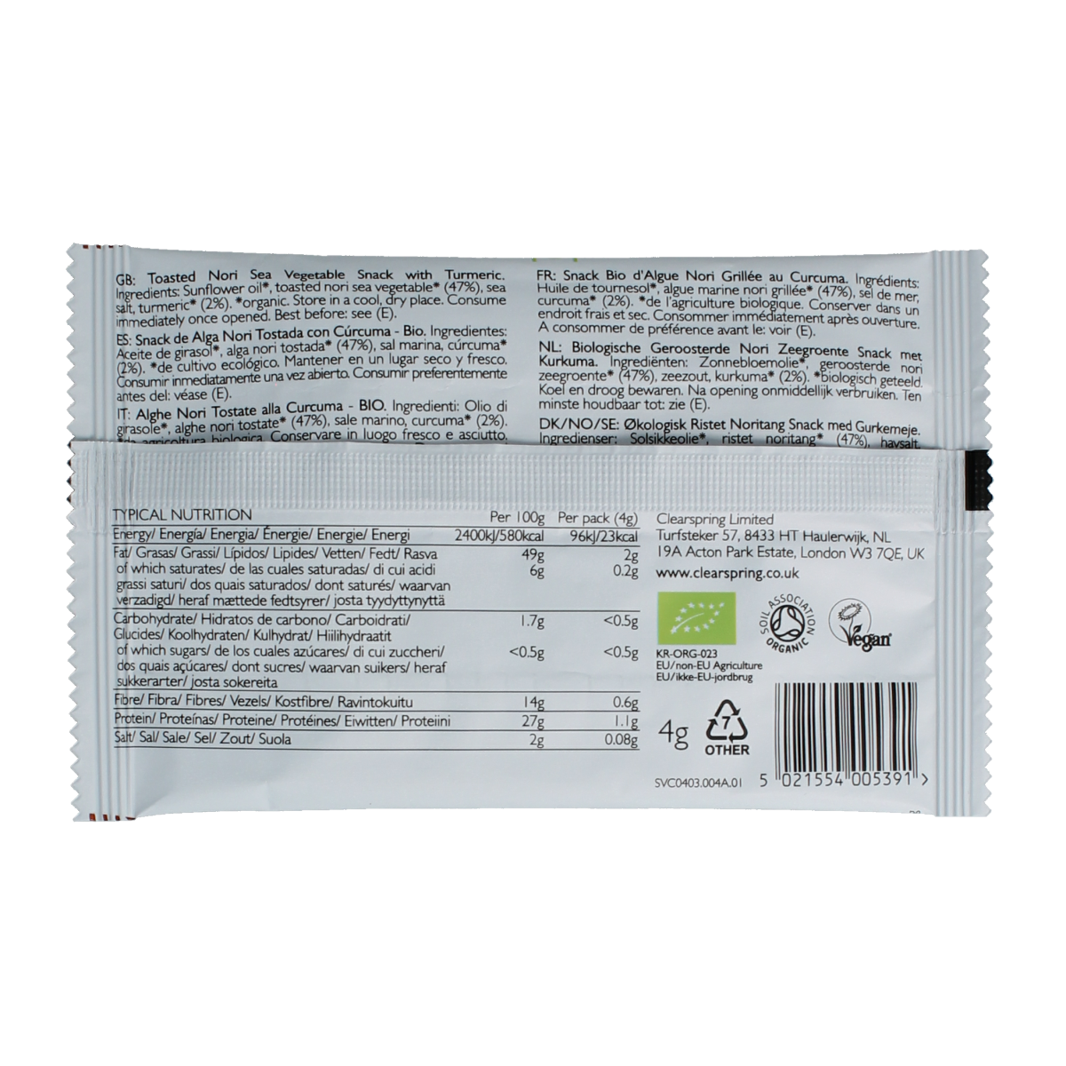 Clearspring Seaveg Crispies turmeric biologisch 4 gram