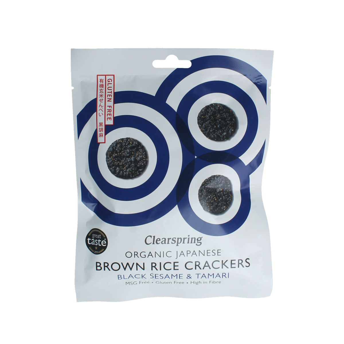 Clearspring Bruine rijst crackers zwarte sesam & tamari biologisch 40 gram