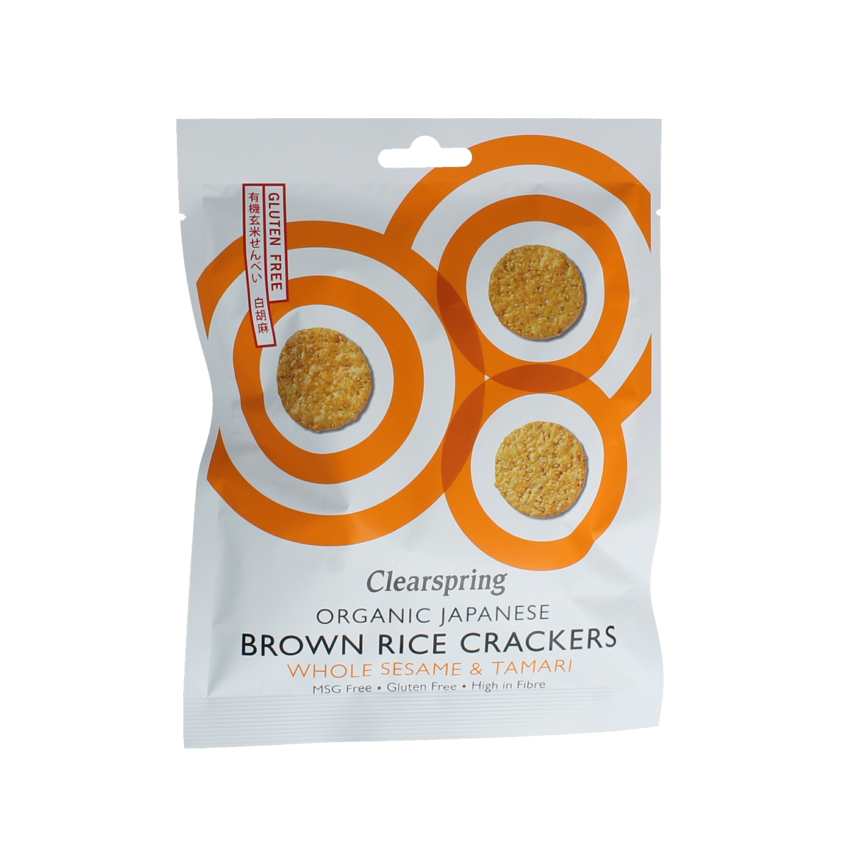 Clearspring Bruine rijstcracker met sesam & tamari biologisch 40 gram