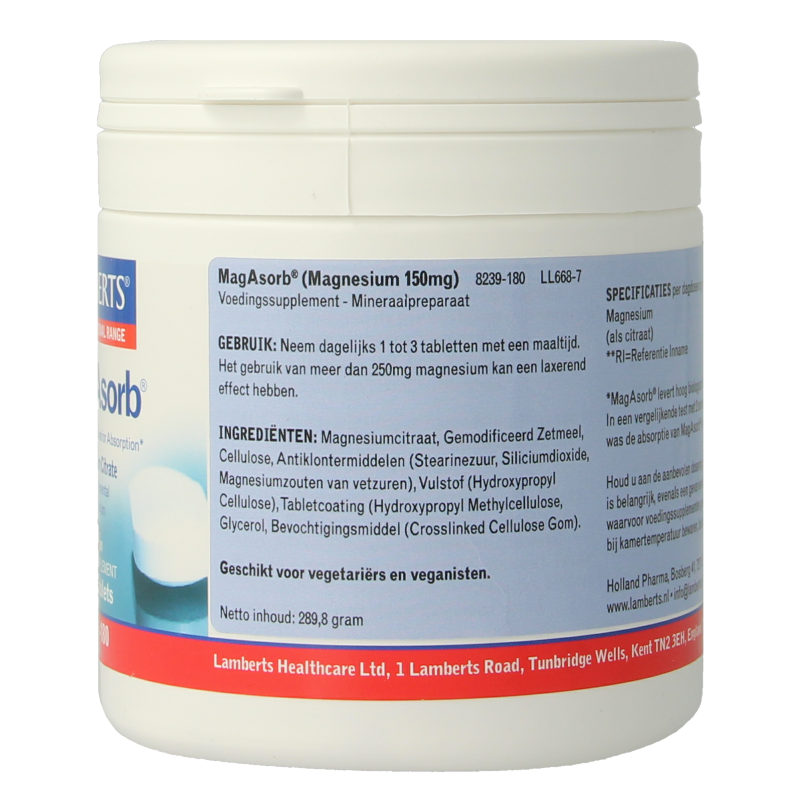 Lamberts MagAsorb (magnesium citraat) 150 mg