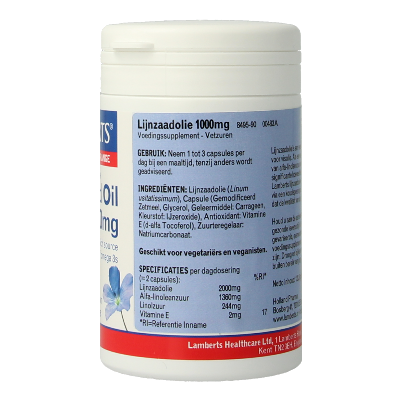 Lamberts Lijnzaadolie (flaxseed oil) 1000 mg 90 vcaps