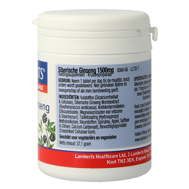 Lamberts Ginseng Siberisch 1500 mg 60 tabletten