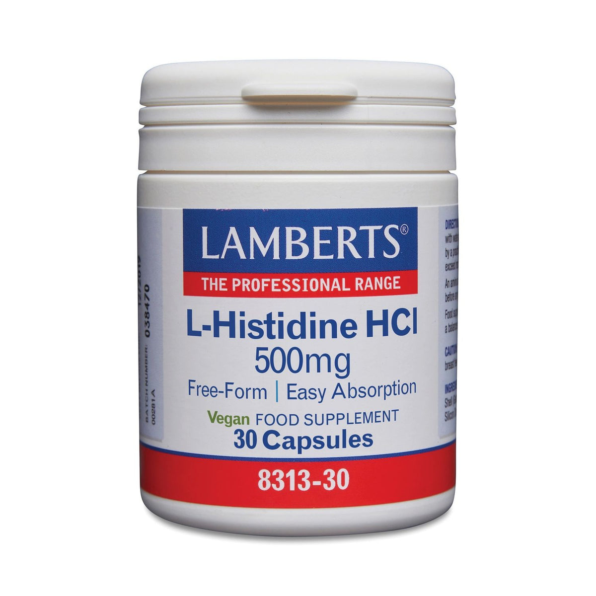 Lamberts L-Histidine 500 mg 30 capsules
