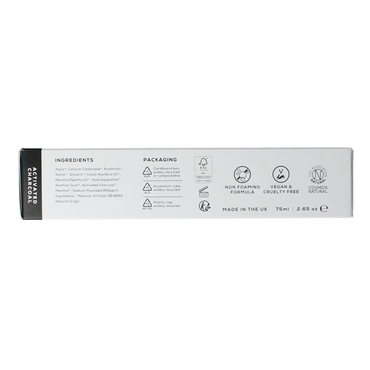 Georganics Fluor toothpaste charcoal tube 75 ml