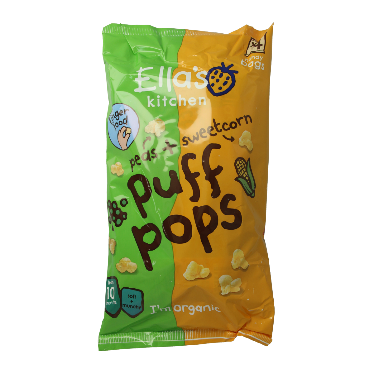 Ella's Kitchen Puff pops peas & sweetcorn 10+ maanden biologisch 36 gram