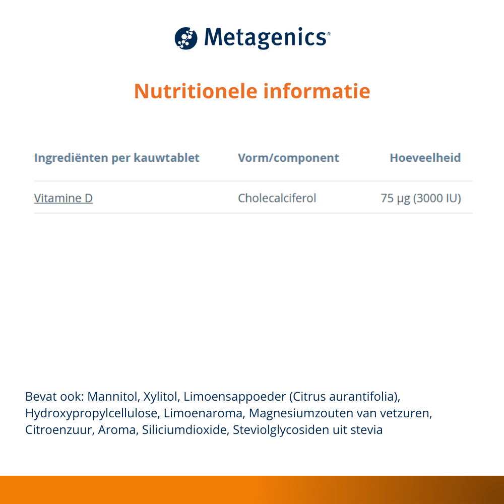 Metagenics Vitamine D 75 mcg 168 kauwtabletten