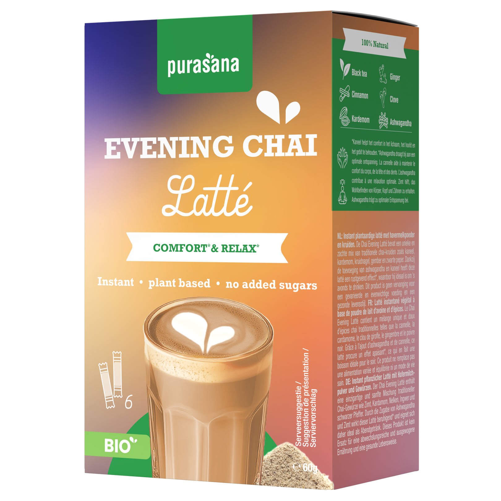 Purasana Latte chai evening bio 60 gram