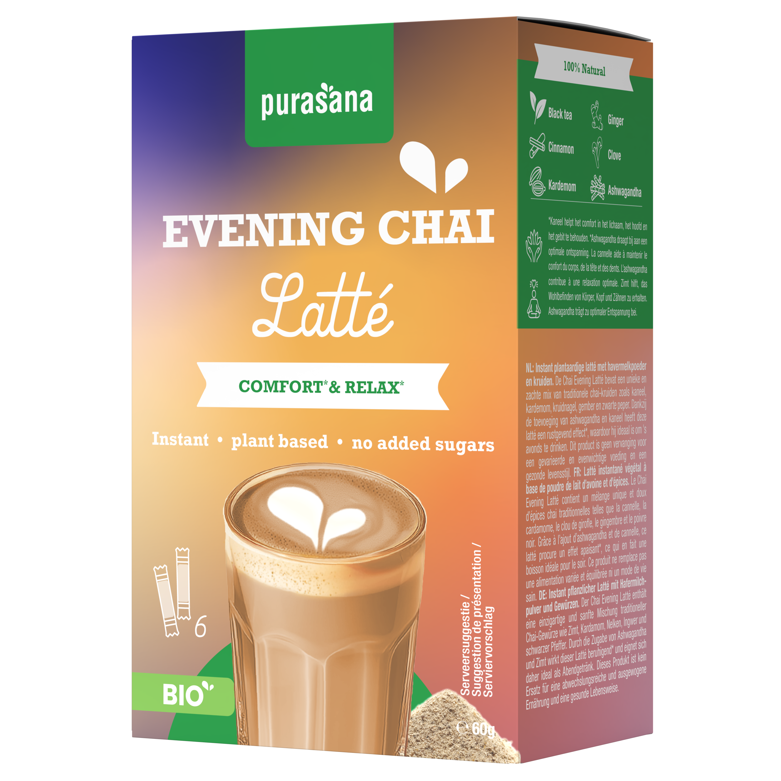 Purasana Latte chai evening bio 60 gram