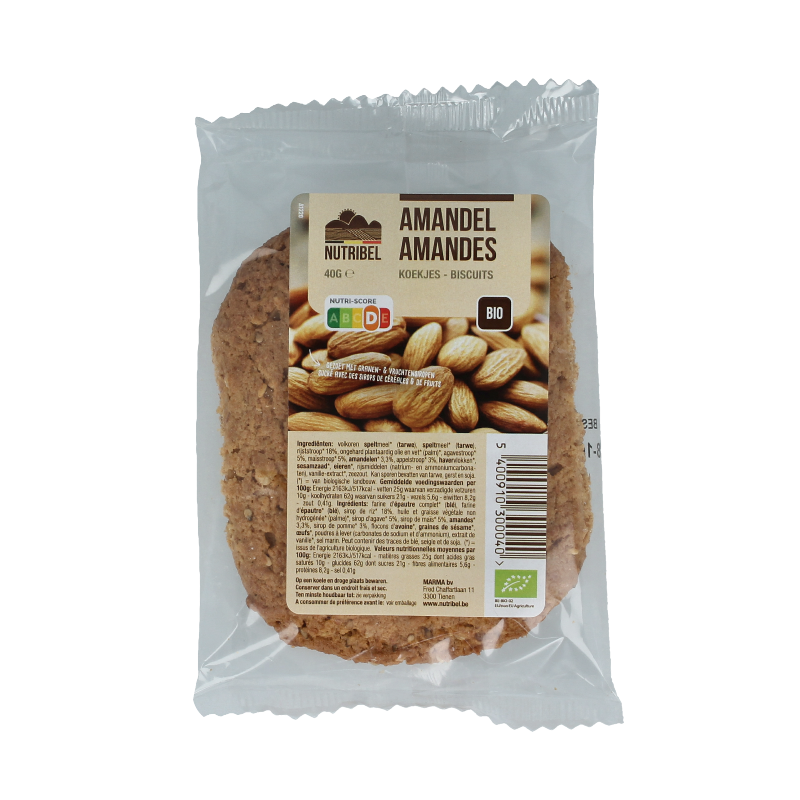 Nutribel Spelt amandelkoek bio 40 gram