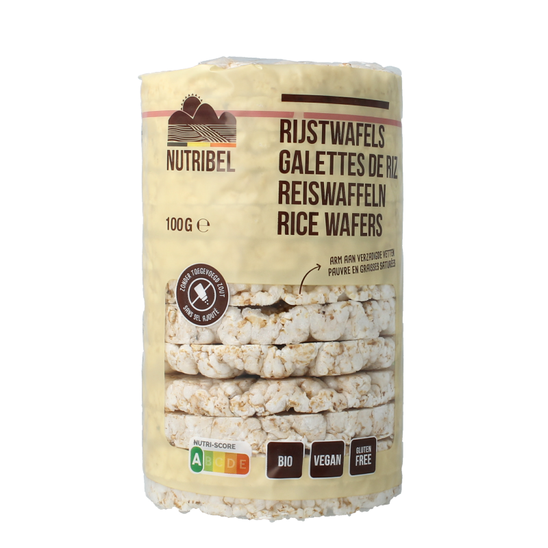 Nutribel Rijstwafels zonder zout glutenvrij bio 100 gram