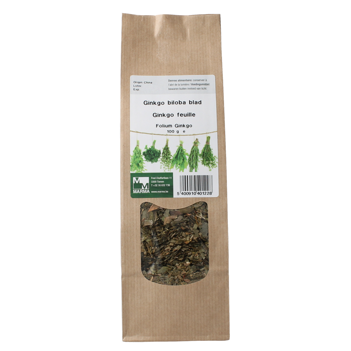Marma Ginkgo biloba blad 100 gram