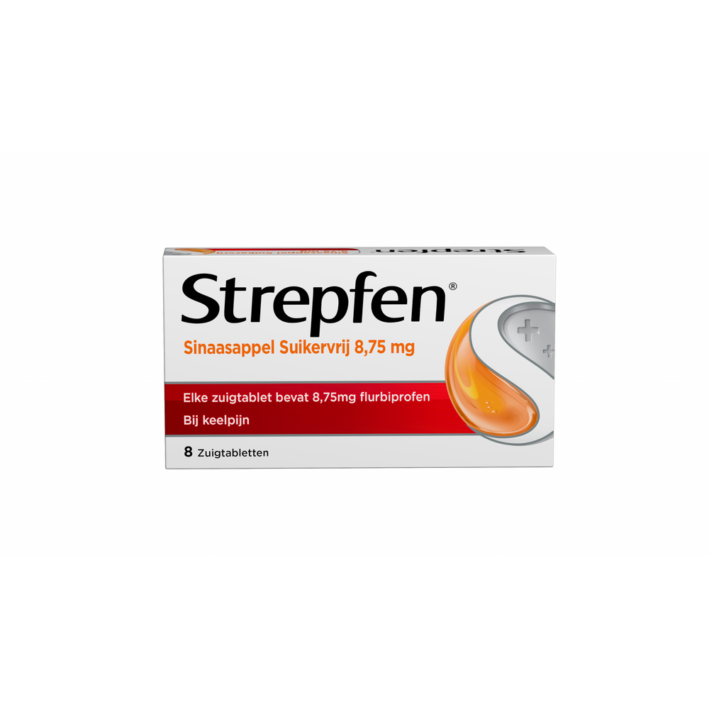 Strepfen Furbiprofen Sinaasappel Suikervrij Zuigtabletten 8 tb