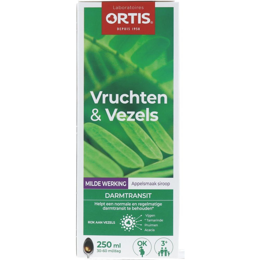 Ortis Vruchten & Vezels Milde Werking Appelsmaak siroop 250 ml