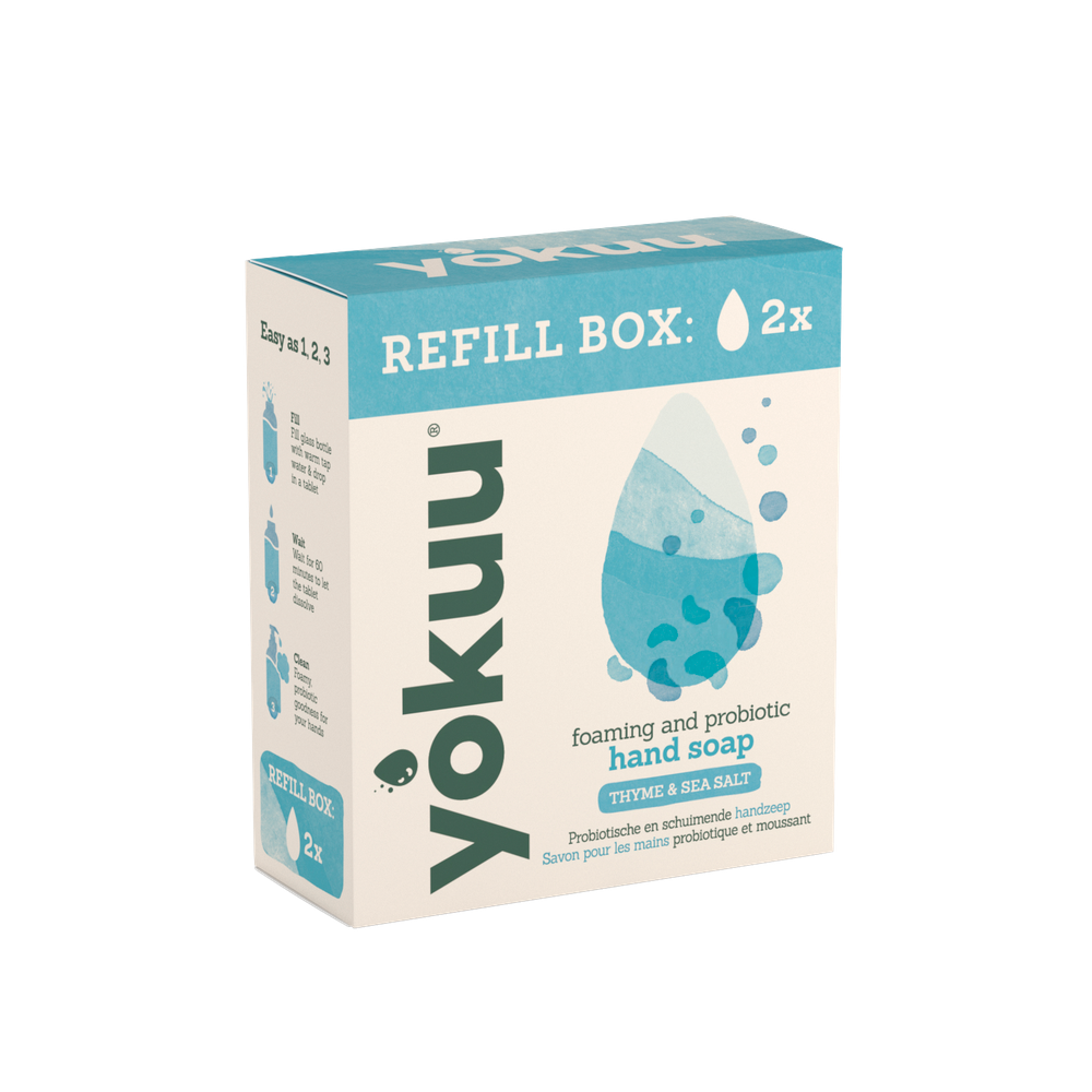 Yokuu handzeep thyme & sea salt refill 2 stuks