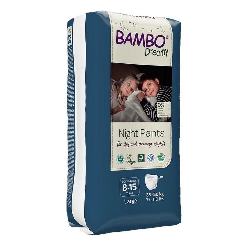 Bambo Dreamy Nachtluierbroekjes 8-15, 35-50 kg Unisex 10 st - Bambo Nature