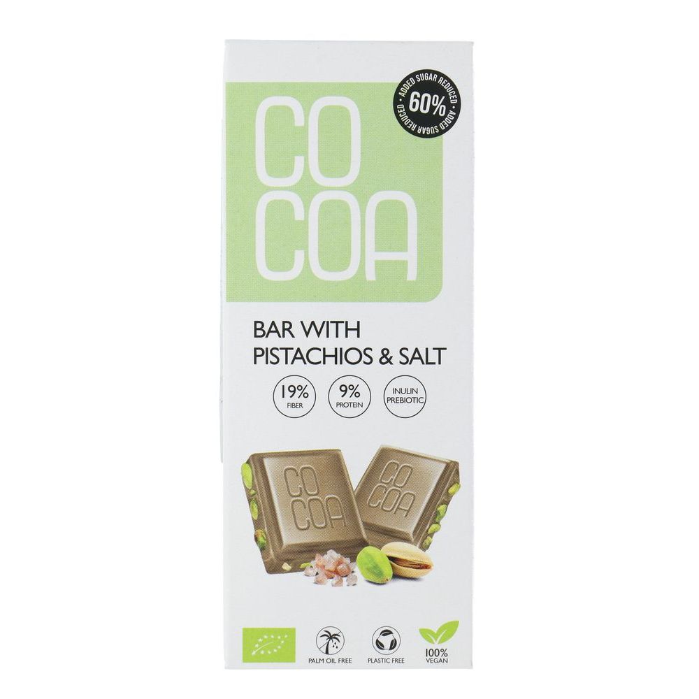 Cocoa Biologische Chocolade Reep Met Pistache & Zout 40 gr