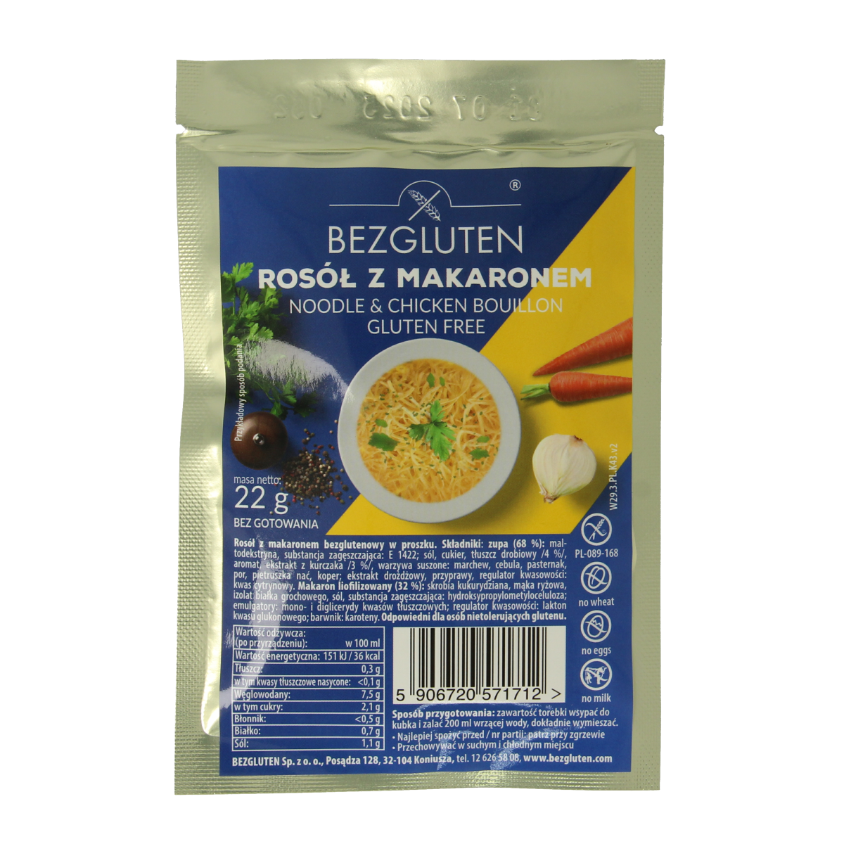 Bezgluten Kippensoep 22 gram