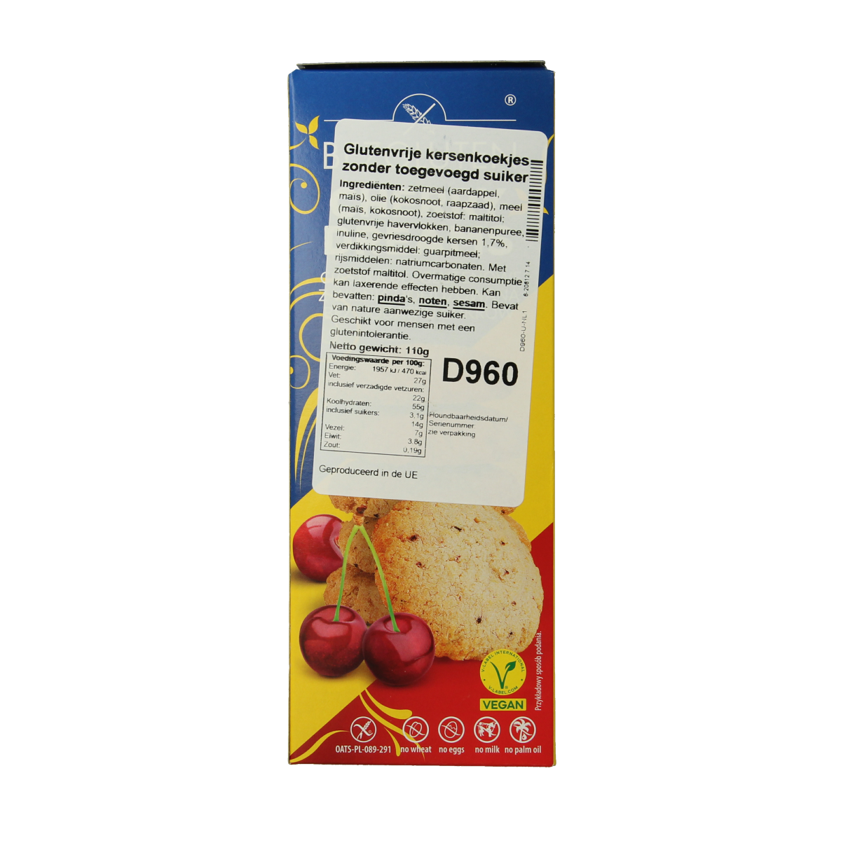 Bezgluten Koekjes kers 110 gram