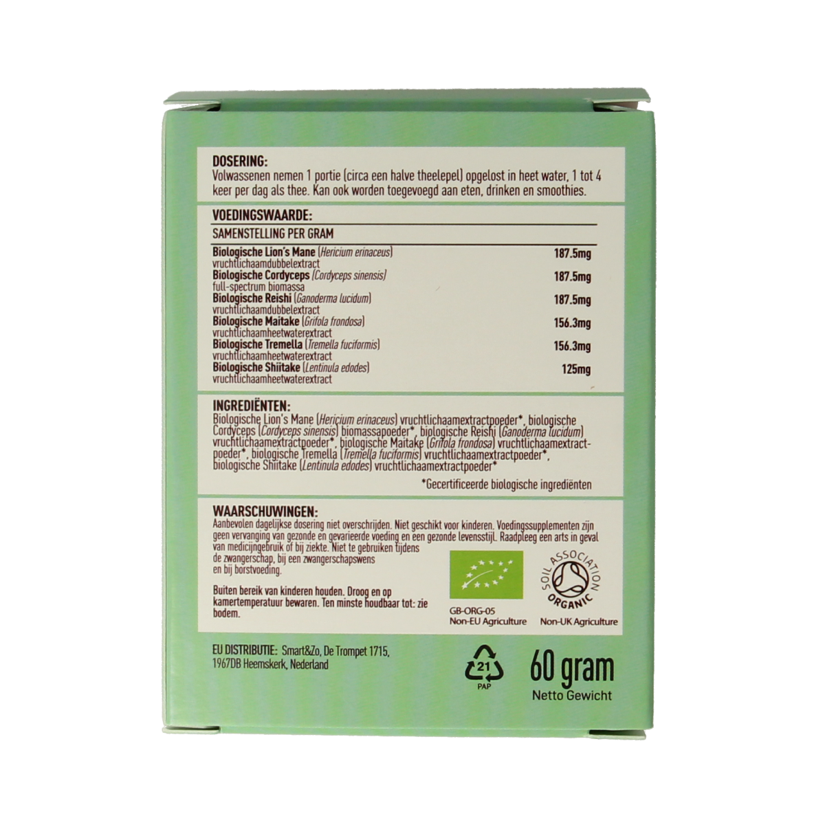 Mushrooms For Life Myco synergy poeder biologisch 60 gram
