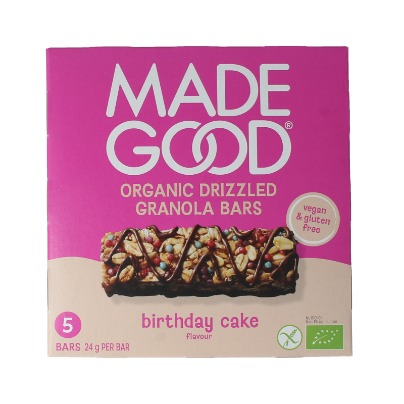 MadeGood Granola bar birthday cake bio 5 stuks